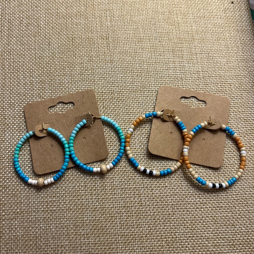 Colorful Beaded Hoop Earrings